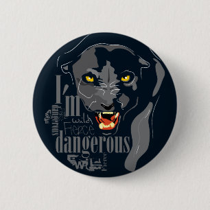 Badge Rond 5 Cm Bouton de panthère noire