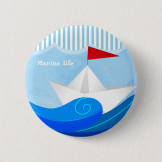 Badge Rond 5 Cm Bouton de papier de bateau