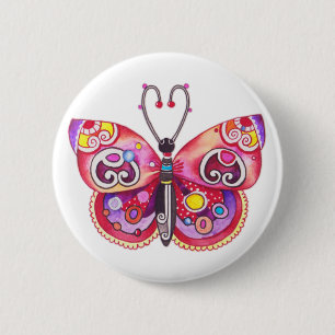 Badge Rond 5 Cm Bouton de papillon d'imaginaire