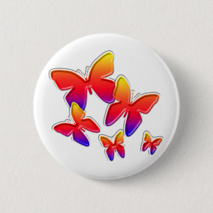 Badge Rond 5 Cm Bouton de papillons d'arc-en-ciel
