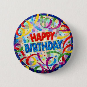 Badge Rond 5 Cm Bouton de partie de joyeux anniversaire