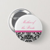 Badge Rond 5 Cm Bouton de partie de mariage damassé (Devant & derrière)