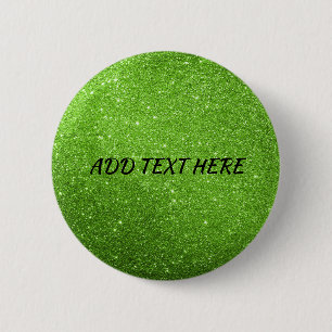 Badge Rond 5 Cm Bouton de Parties scintillant verte personnalisée