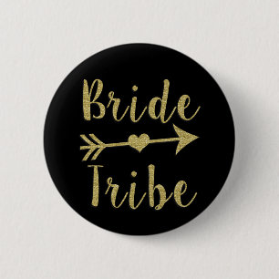 Badge Rond 5 Cm Bouton de parties scintillantes d'or de demoiselle