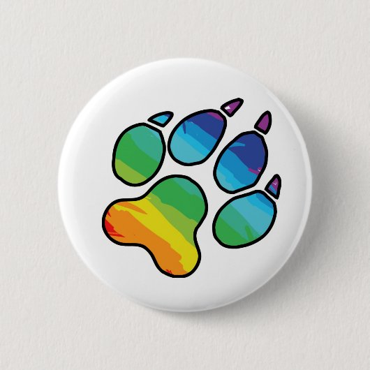 Badge Rond 5 Cm Bouton de patte d'arc-en-ciel (Devant)