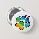Badge Rond 5 Cm Bouton de patte d'arc-en-ciel (Devant & derrière)