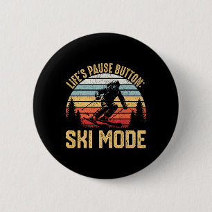 Badge Rond 5 Cm Bouton de pause de la vie Mode Ski Ski rétro