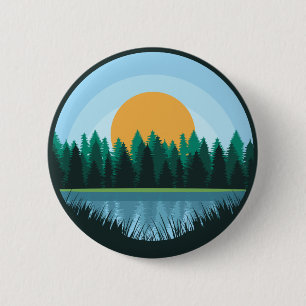 Badge Rond 5 Cm Bouton de paysage de lac