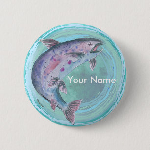 Badge Rond 5 Cm Bouton de pêche à la truite
