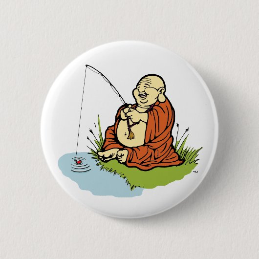 Badge Rond 5 Cm Bouton de pêche de Bouddha (Devant)