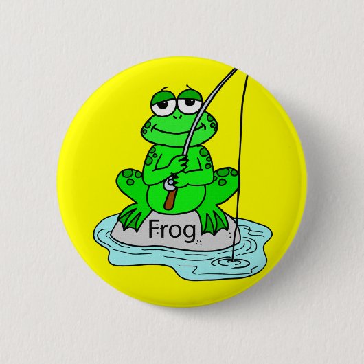 BADGE ROND 5 CM BOUTON DE PÊCHE DE GRENOUILLE (Devant)