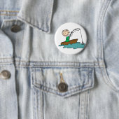 Badge Rond 5 Cm Bouton de pêche de la figure de bâton (En situation)