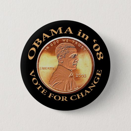 Badge Rond 5 Cm Bouton de penny d'Obama (Devant)