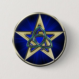 Badge Rond 5 Cm Bouton de pentagone étoilé de Triquetra
