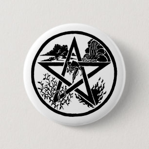 Badge Rond 5 Cm Bouton de pentagramme d'élément