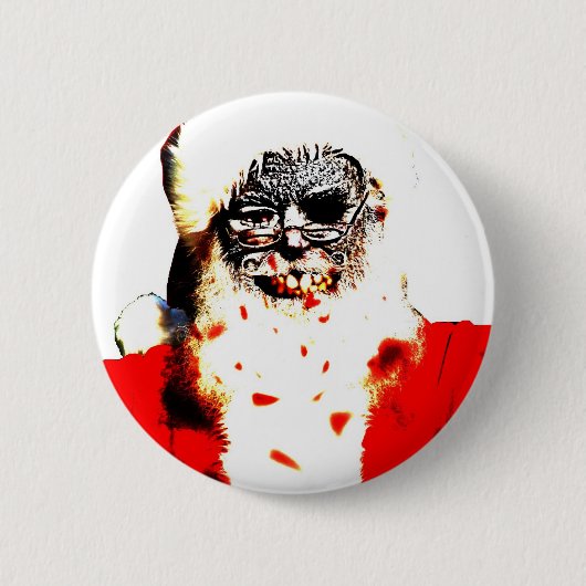 Badge Rond 5 Cm Bouton de Père Noël de zombi (Devant)