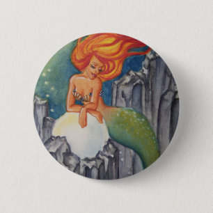 Badge Rond 5 Cm Bouton de perle de sirènes