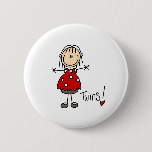 Badge Rond 5 Cm Bouton de Personnage Bâton Attendant des Jumeaux