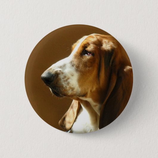Badge Rond 5 Cm Bouton de photo de Basset Hound (Devant)
