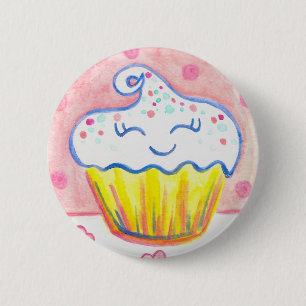 Badge Rond 5 Cm Bouton de pin Cupcake de la Saint-Valentin heureux