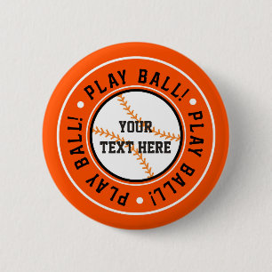 Badge Rond 5 Cm Bouton de pin de fête de baseball orange noir JOUE