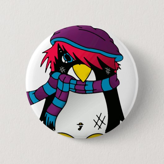 Badge Rond 5 Cm Bouton de pingouin (Devant)