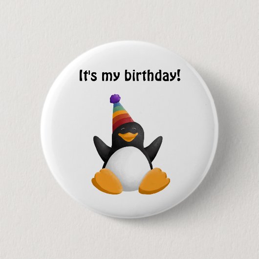 Badge Rond 5 Cm Bouton de pingouin de joyeux anniversaire (Devant)