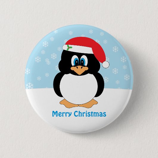Badge Rond 5 Cm Bouton de pingouin de Joyeux Noël (Devant)