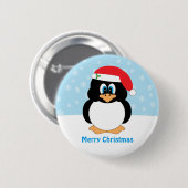 Badge Rond 5 Cm Bouton de pingouin de Joyeux Noël (Devant & derrière)