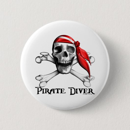 Badge Rond 5 Cm Bouton de plongeur de pirate (Devant)