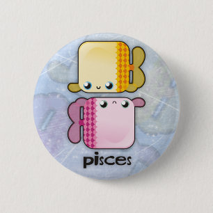 Badge Rond 5 Cm Bouton de Poissons