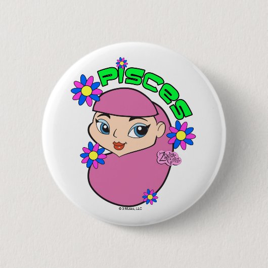 Badge Rond 5 Cm Bouton de Poissons (Devant)