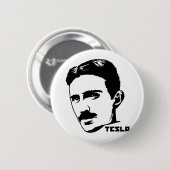 Badge Rond 5 Cm Bouton de portrait de Nikola Tesla (Devant & derrière)