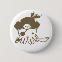 Bouton de poulpe de pirate de bande dessinée
