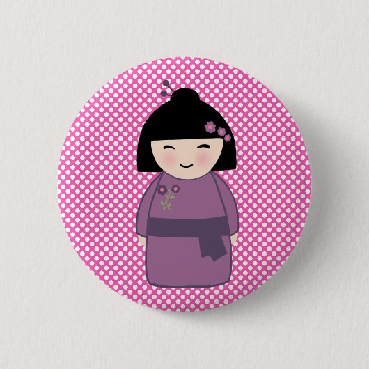 Badge Rond 5 Cm Bouton de poupée Kokeshi japonais (Devant)