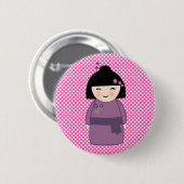 Badge Rond 5 Cm Bouton de poupée Kokeshi japonais (Devant & derrière)