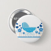 Badge Rond 5 Cm Bouton de poussette bleue (Devant & derrière)
