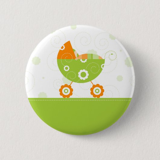 Badge Rond 5 Cm Bouton de poussette verte (Devant)