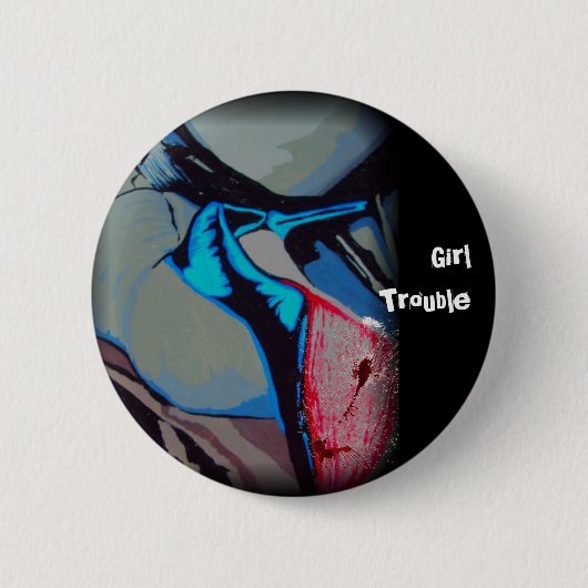 Badge Rond 5 Cm Bouton "de problème de fille" (Devant)