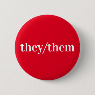 Badge Rond 5 Cm Bouton de pronom rouge blanc Ils/Elles