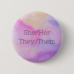Badge Rond 5 Cm Bouton de pronom she/her ou they/them