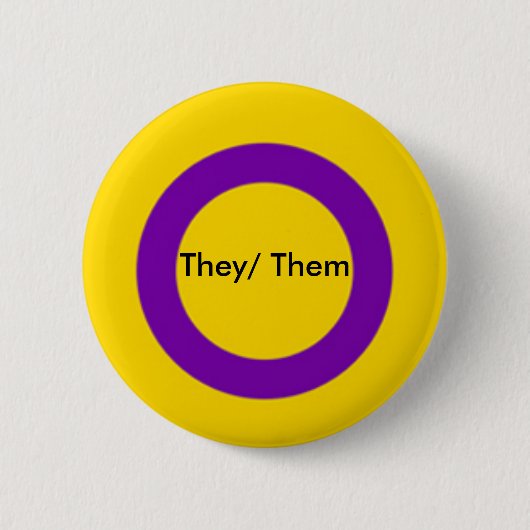 Badge Rond 5 Cm Bouton de pronoms d'Intersex ils ils (Devant)