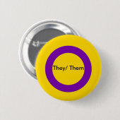Badge Rond 5 Cm Bouton de pronoms d'Intersex ils ils (Devant & derrière)