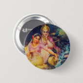 Badge Rond 5 Cm Bouton de Radha et de Krishna (Devant & derrière)