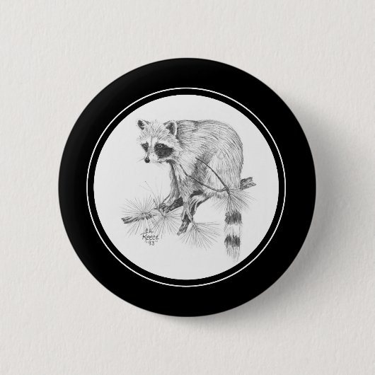 Badge Rond 5 Cm Bouton de raton laveur au crayon (Devant)