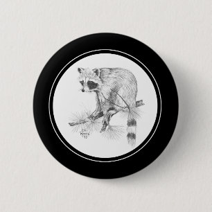 Badge Rond 5 Cm Bouton de raton laveur au crayon