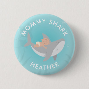 Badge Rond 5 Cm Bouton de requin mignon maman