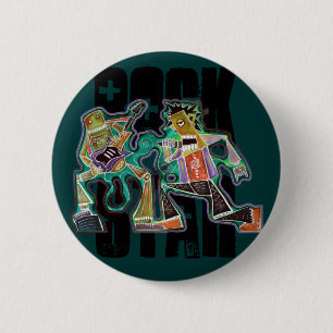 Badge Rond 5 Cm Bouton de ROBOT de VEDETTE DU ROCK