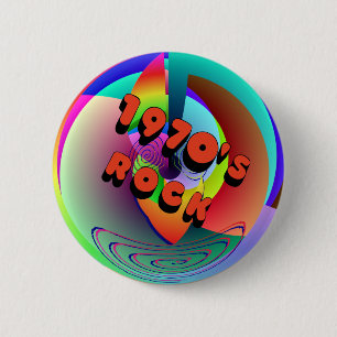 Badge Rond 5 Cm bouton de roche des années 1970
