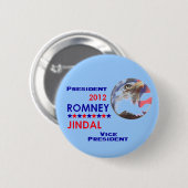 Badge Rond 5 Cm Bouton de ROMNEY et de JINDAL 2012 (Devant & derrière)